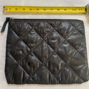 Quilted Black Zippered Pouch